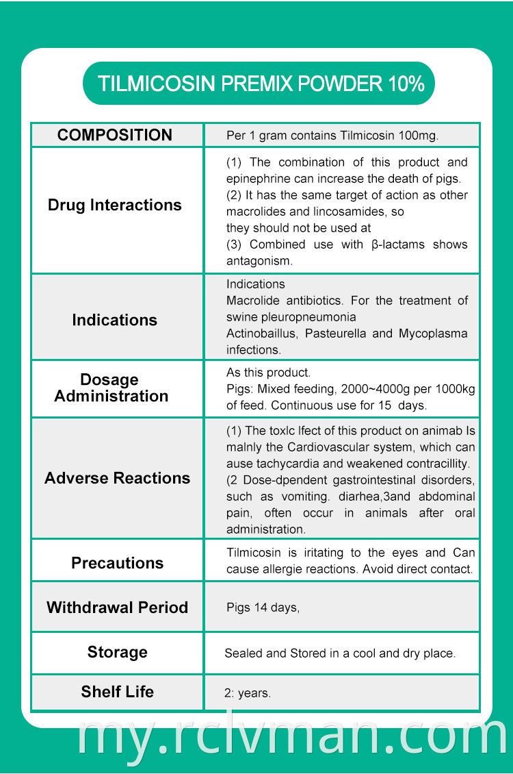 Tilmicosin Premix 10 02